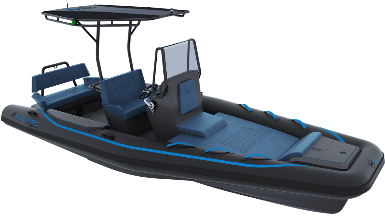 Electric Leisure RIB - RS Electric Boats - Black - Front View