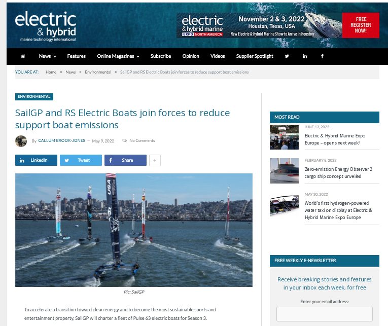 Electric & Hybrid Marine Technology News Article