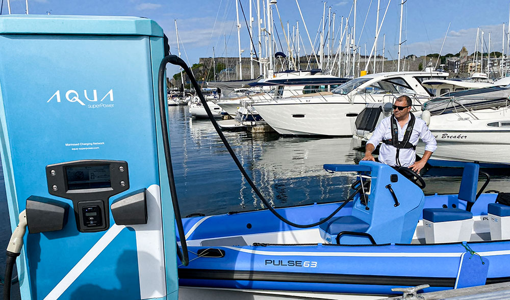 RS Electric Boats Charging using Aqua SuperPower DC Charger
